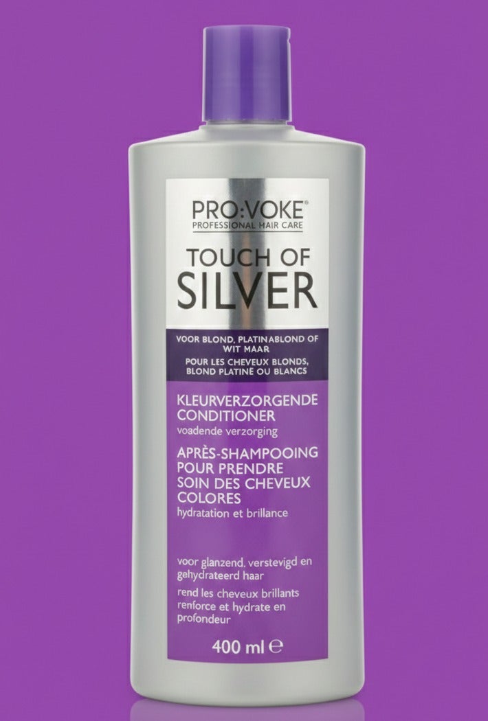 PRO:VOKE Touch of Silver Colour Care Conditioner - Brightening Formula for Blonde, Platinum, or White Hair - 400ml